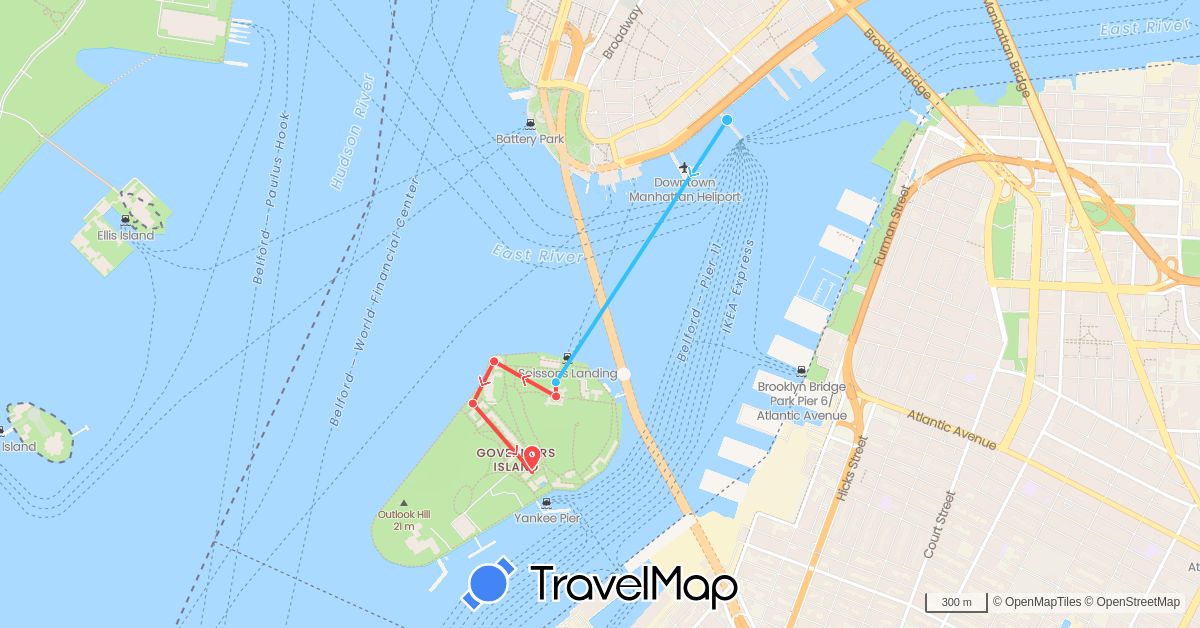 TravelMap itinerary: hiking, boat in United States (North America)